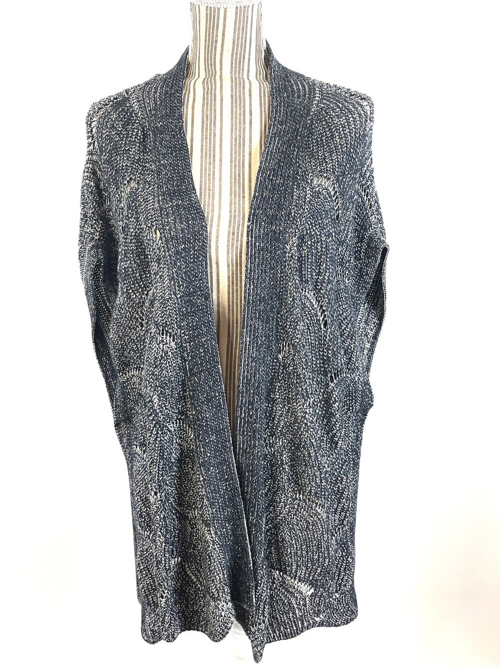 Anthropologie Moth Blue Open Front Sleeveless Sweater Vest Oversized Size Medium